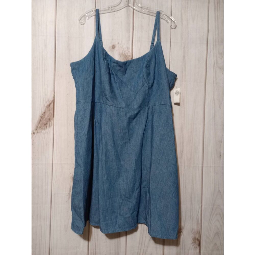 Old Navy Dress Ladies 2xl Chambray Sleeveless Midi Pockets